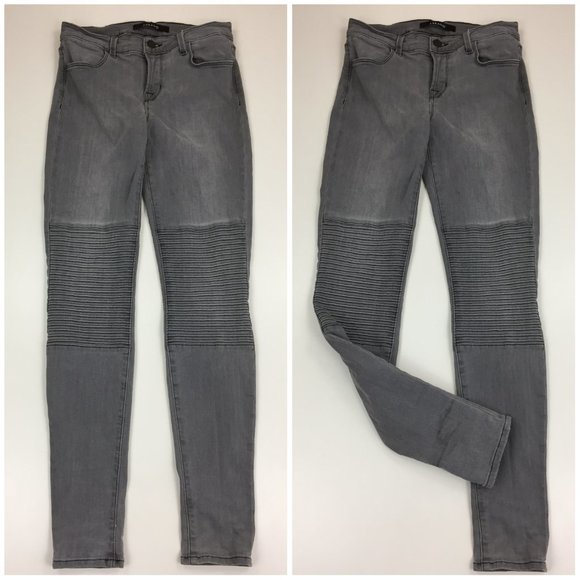 J BRAND Onyx Gray Wash NICOLA Knee Detailing Moto Skinny Jeans - Picture 1 of 15